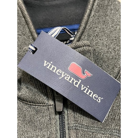 Vineyard Vines Sweater Fleece 1/4 zip Charcoal gray sweatshirt NWT Men's L Large - Picture 6 of 8